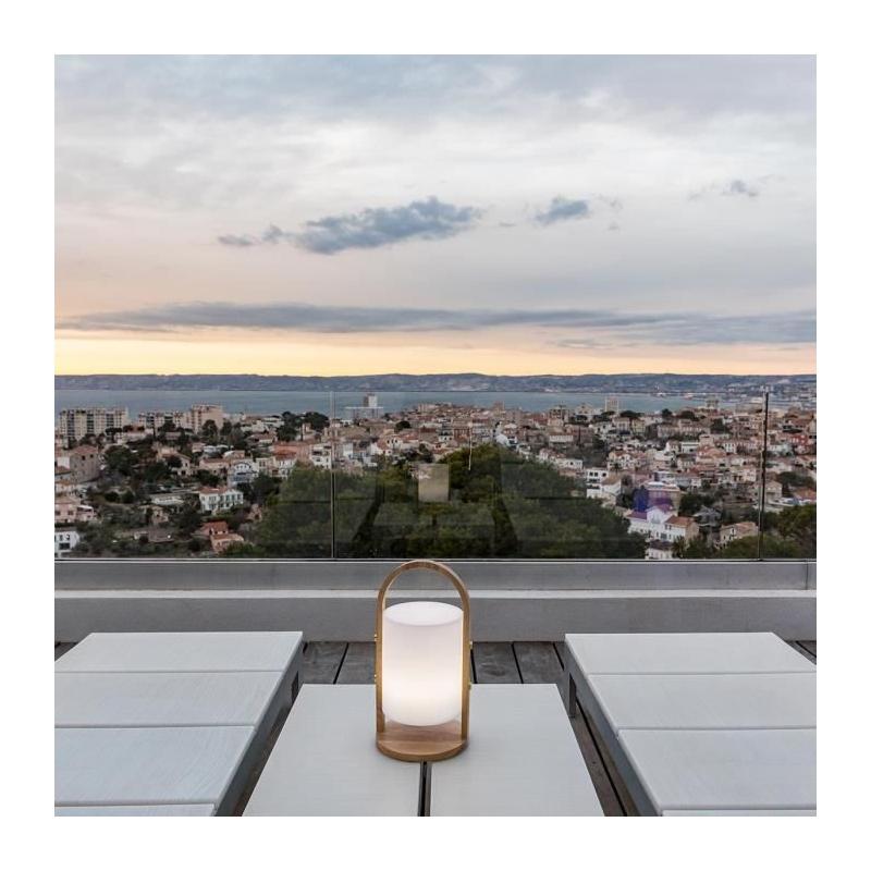 Lanterne LED Woody LUMISKY - Blanc - Design scandinave