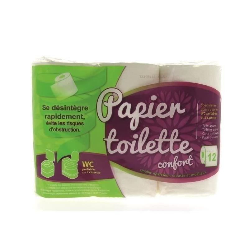Papier toilette WC chimique 12 rouleaux - Compact et pratique