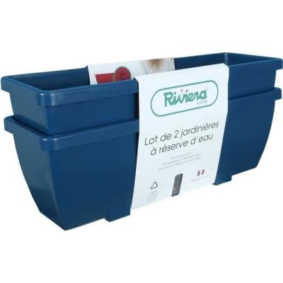 Lot de 2 jardinières RIVIERA EVA - 57 cm - Bleu