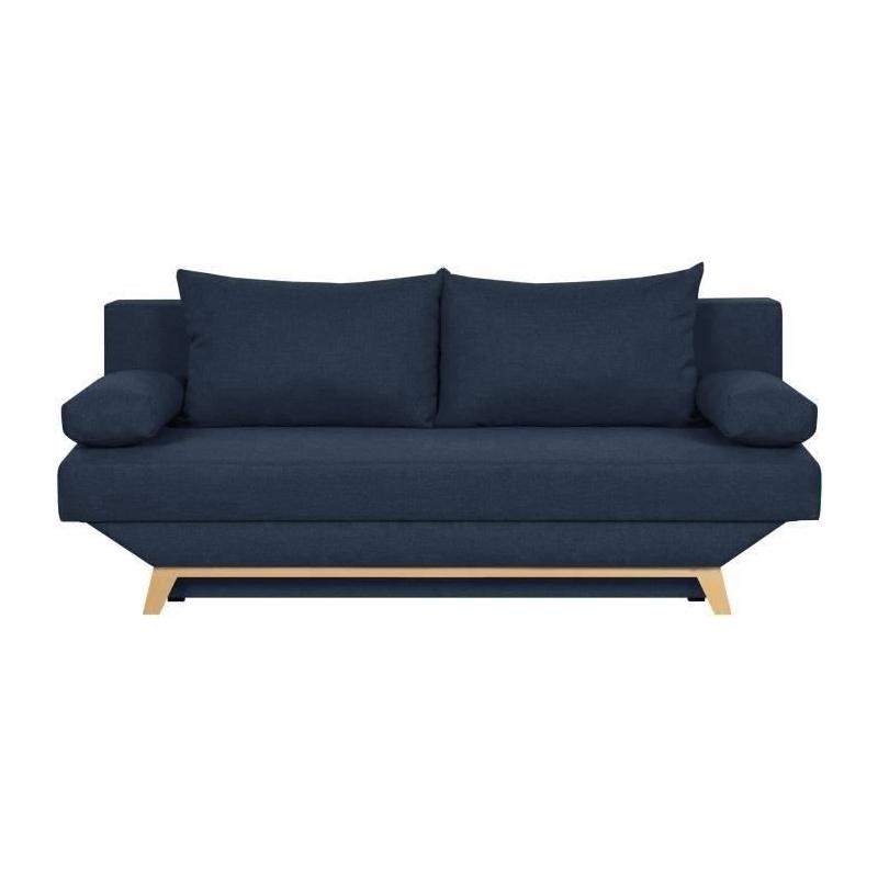 Banquette convertible TEIJO avec rangement - Tissu Bleu - Responsable & Confortable