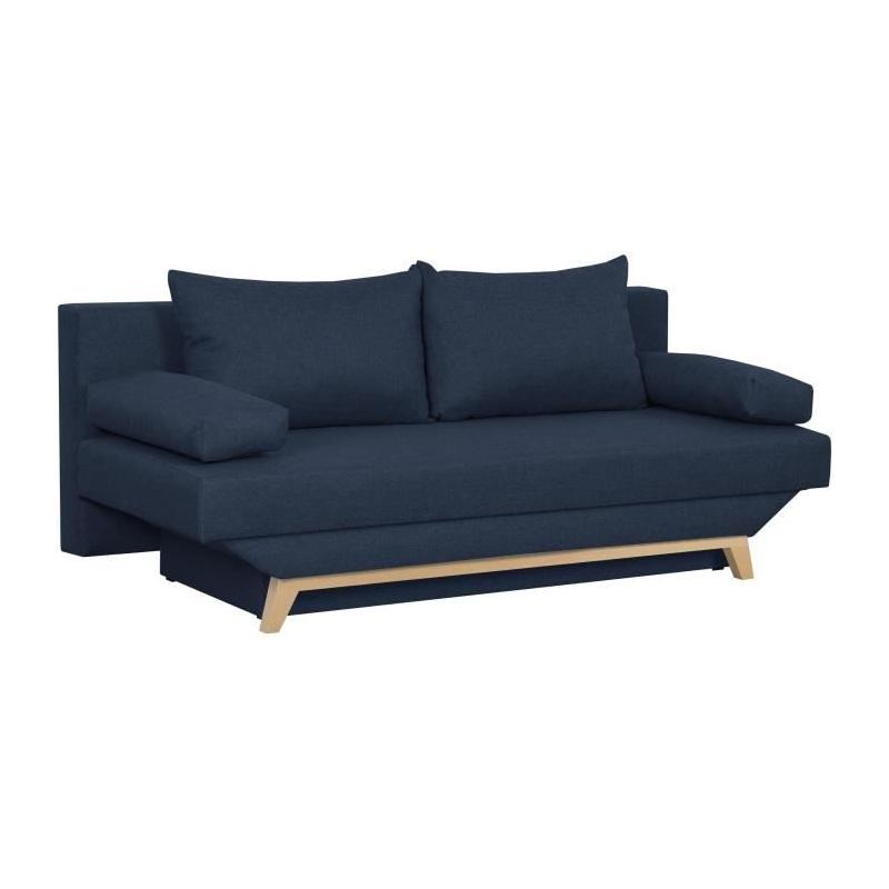 Banquette convertible TEIJO avec rangement - Tissu Bleu - Responsable & Confortable