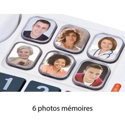 Téléphone filaire senior Alcatel TMax 10 - Mémoires photos - Mains-libres - Blanc