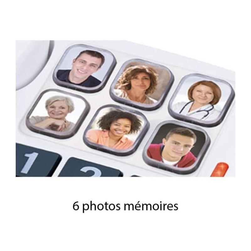 Téléphone filaire senior Alcatel TMax 10 - Mémoires photos - Mains-libres - Blanc