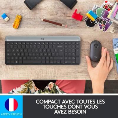Ensemble Clavier Souris Logitech MK470 Slim Noir - Sans fil et Silencieux