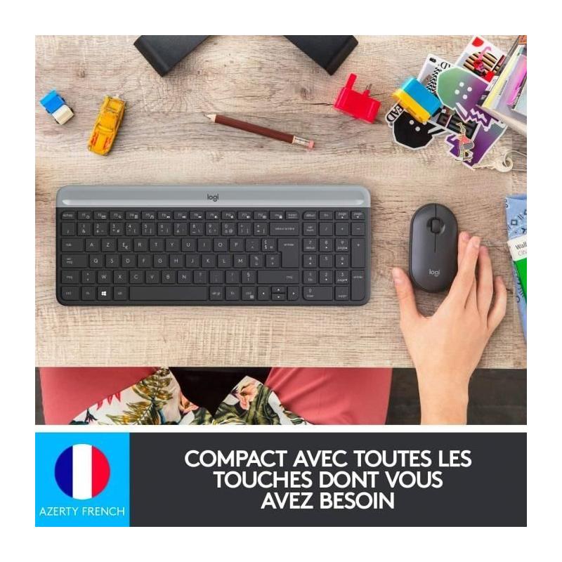 Ensemble Clavier Souris Logitech MK470 Slim Noir - Sans fil et Silencieux