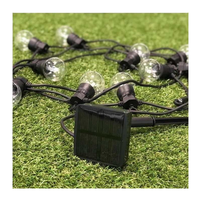 Guirlande solaire transparente - 10 globes - LED blanc chaud