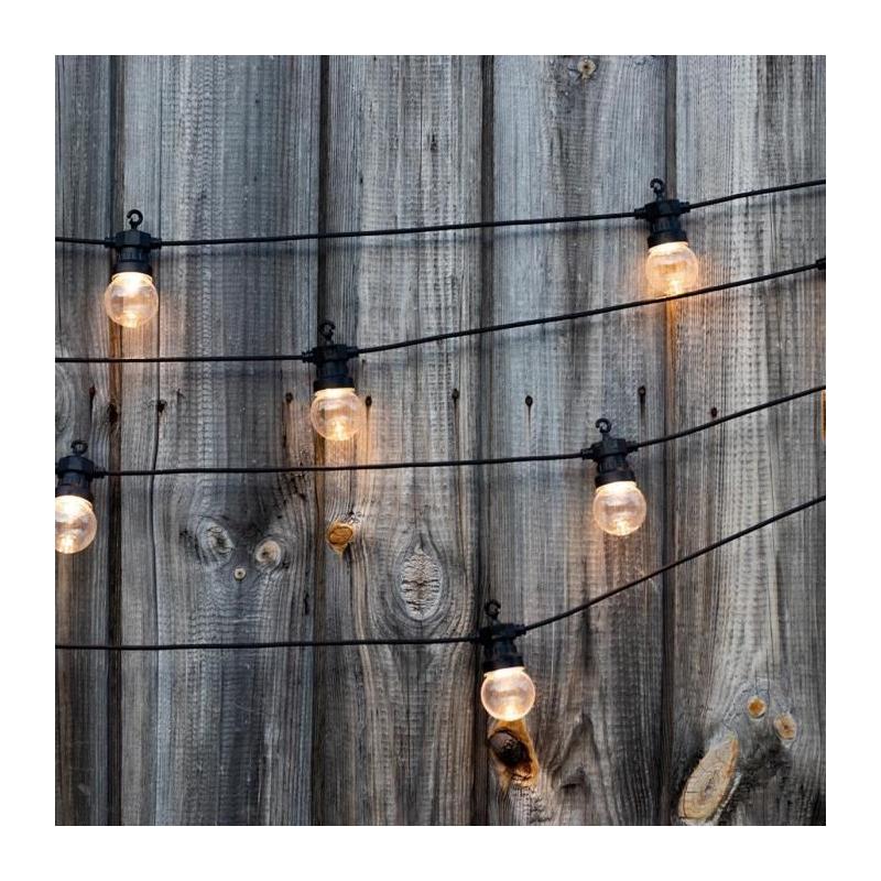 Guirlande solaire transparente - 10 globes - LED blanc chaud