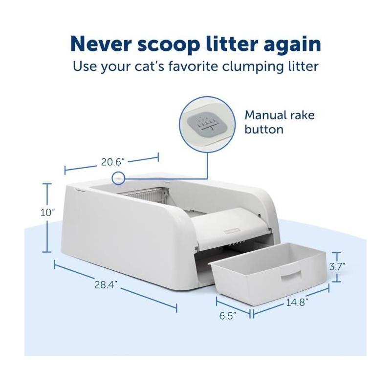 Bac à litière autonettoyant PETSAFE CLUMPING Connecté - Blanc
