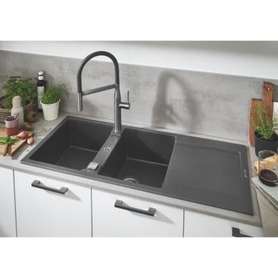 Évier composite GROHE avec égouttoir K500 1160 x 500 mm Gris granite