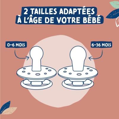 Sucette Dodie Gaia +0m Caoutchouc Ronde Rose - Lot de 2 - Dimensions compactes