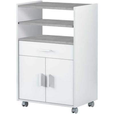 Desserte de Cuisine TIDY - Blanc artik béton - Pratique et Moderne