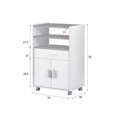 Desserte de Cuisine TIDY - Blanc artik béton - Pratique et Moderne
