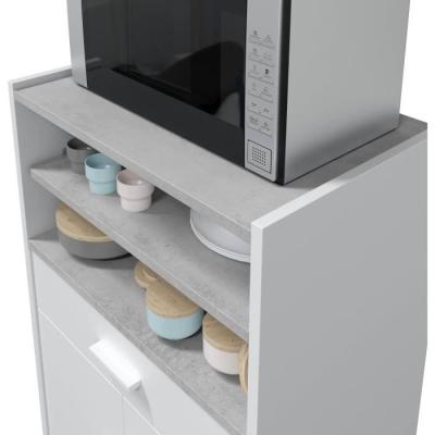 Desserte de Cuisine TIDY - Blanc artik béton - Pratique et Moderne