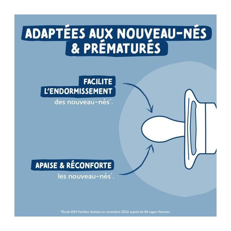 Sucettes anatomiques Dodie pour nouveau-nés - 0/2 mois - Format Crabe