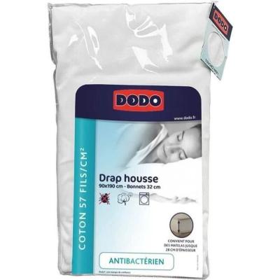 Drap housse DODO 90x190 cm - 100% coton - Blanc