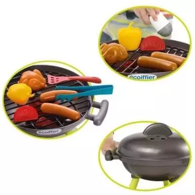 Jouets Ecoiffier - Barbecue Charbon + 16 Accessoires - Fabriqué en France