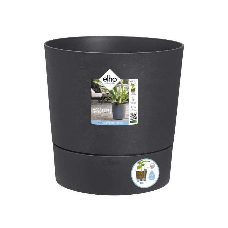 Pot de fleur Elho Plastique Carré Greensense Aqua Care Gris Charbon 29,5 x 29,5 x H 29,1 cm