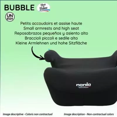 Siège auto réhausseur NANIA Bubblefix Noir - Groupe 3 - Isofix
