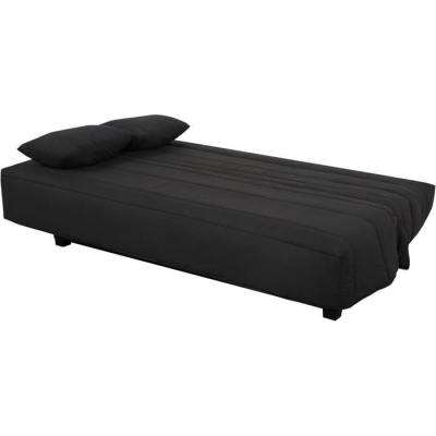 Banquette Clic clac 2 places REVEUR - Tissu noir - Matelas DUNLOPILLO - Couchage 188x128 cm - Livraison rapide