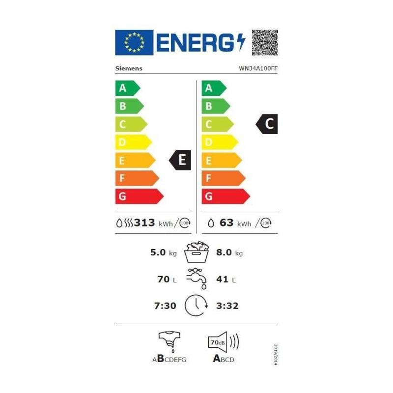 Lave-linge séchant Siemens IQ300 WN34A100FF - Performant et éco-responsable