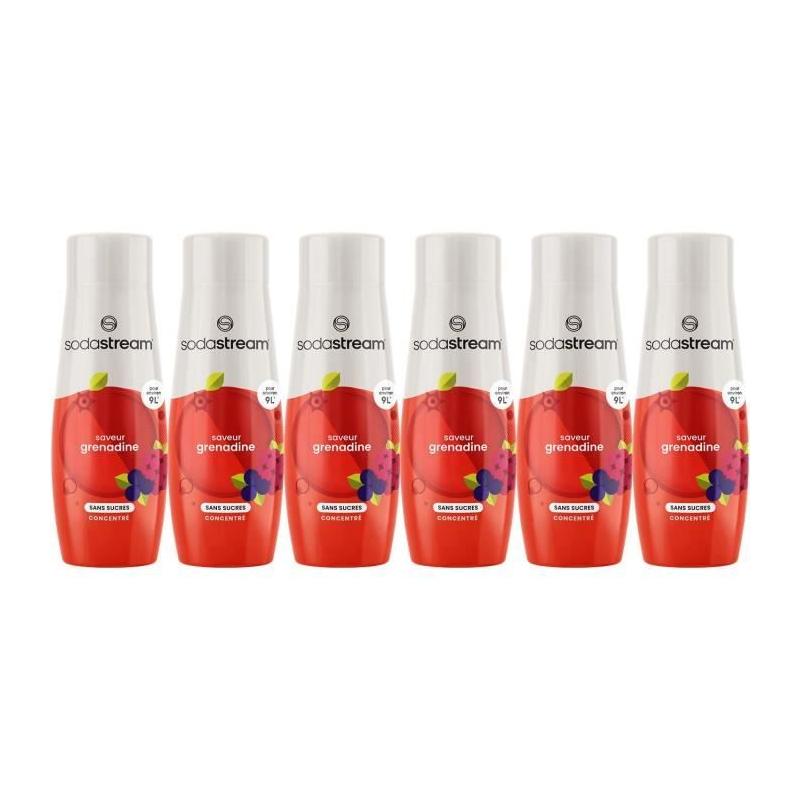Concentrés SODASTREAM - Lot de 6 Grenadine sans sucres - Jusqu'à 54L - 440 ml