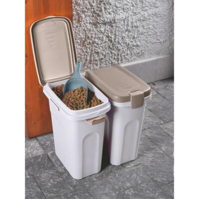 Boîte de rangement pour croquettes pour animaux - Brun/blanc - 15L