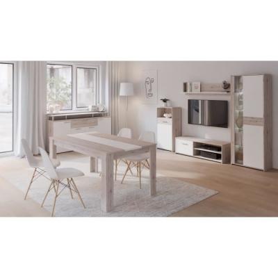 Ensemble mobilier contemporain blanc et chêne pour salle à manger