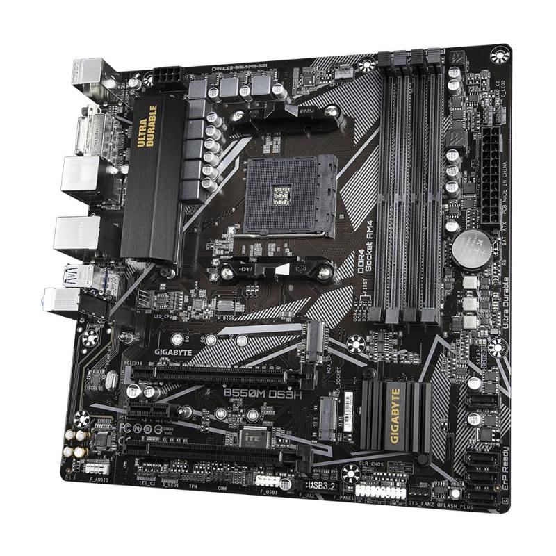 GIGABYTE B550M DS3H Carte mère - Processeurs AMD Ryzen 5000, VRM 5+3 phases, jusqu'à 4733 MHz DDR4, 1xPCIe 4.0 + 1xPCIe 3.0