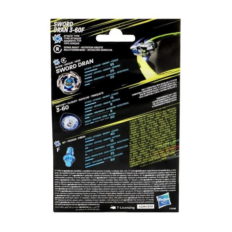 Pack de démarrage Beyblade X, Sword Dran 3-60F: toupie attaque et lanceur