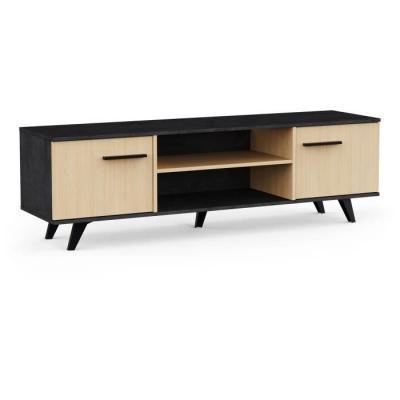 Meuble TV Banc KENT - Chene de fil / Sidewalk - 2 portes ouvrantes