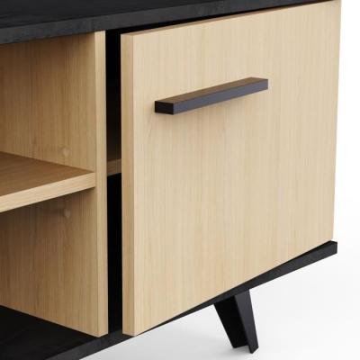 Meuble TV Banc KENT - Chene de fil / Sidewalk - 2 portes ouvrantes