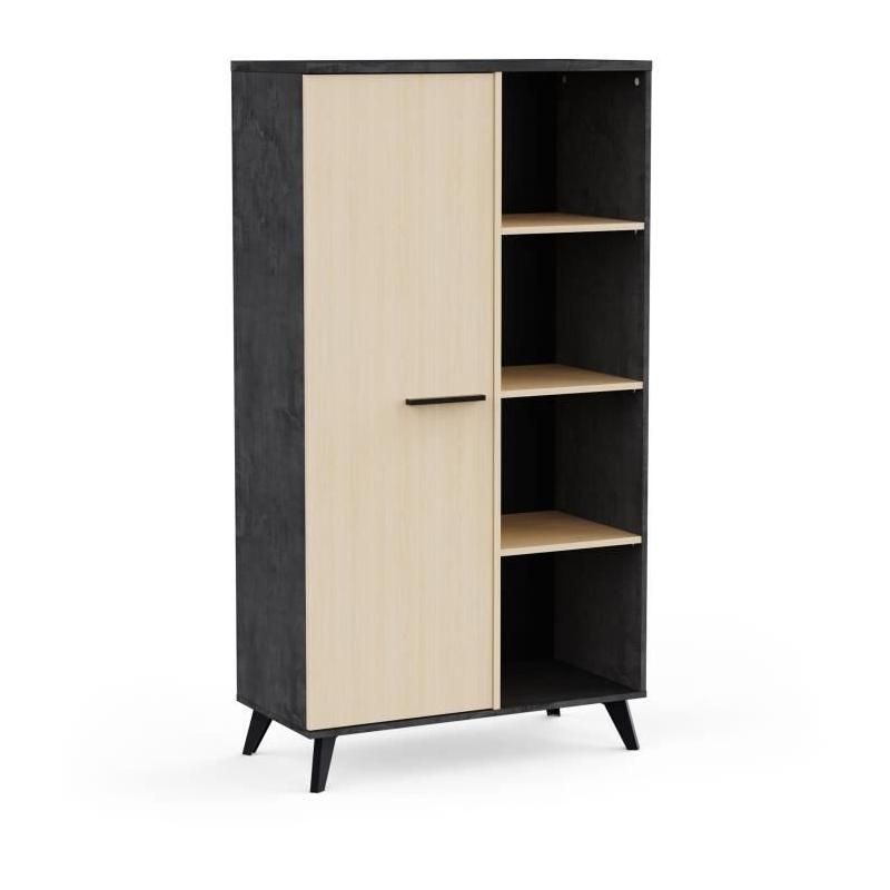 Buffet haut design KENT - Chene de fil / Sidewalk - 1 porte