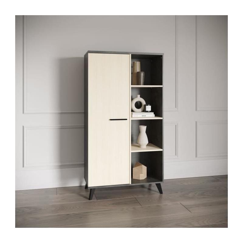 Buffet haut design KENT - Chene de fil / Sidewalk - 1 porte