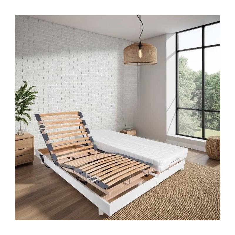 Ensemble relaxation matelas + sommiers électriques 2x90x200 - Made in France
