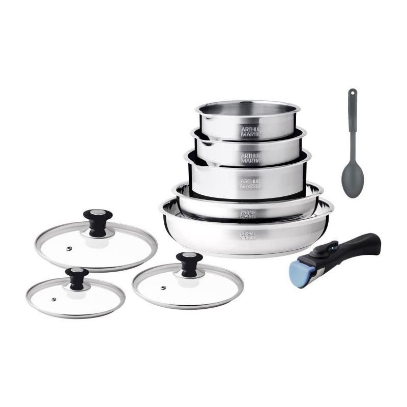 Ensemble cuisine induction - Arthur Martin - AM4485 - 10 pièces - Acier inoxydable