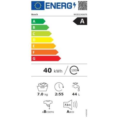 Bosch Serie 2 WGE02406FR machine à laver Charge avant 7 kg 1400 tr/min Blanc