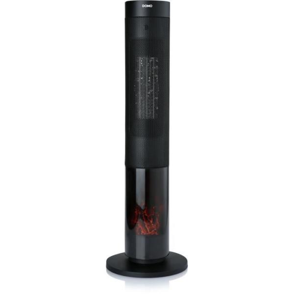 Chauffage céramique effet feu de bois - 2000 W - DOMO - DO7345H - 83,5 cm - Noir