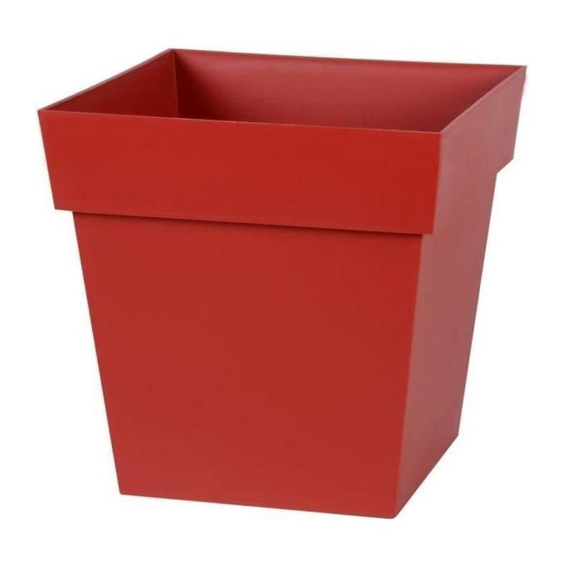 Pot de fleur carré Toscane - Rouge rubis - Made in France