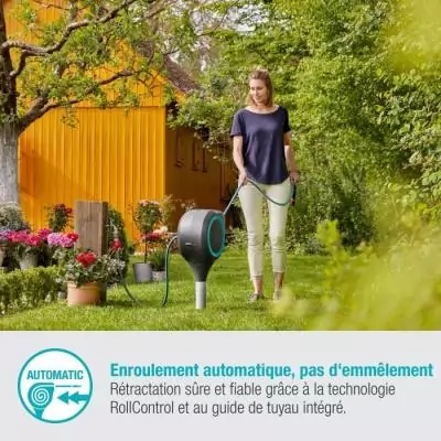 Dévidoir automatique sur pic RollUp S 15 m - GARDENA - Facilité d'enroulement Dévidoir automatique sur pic RollUp S 15 m - GARDENA - Facilité d'enroulement