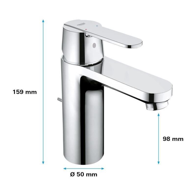 Robinet lavabo GROHE Get avec tirette de vidage et mousseur économie d'eau