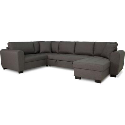 Canapé d'angle panoramique convertible réversible - Gris - L313 x P213 x H90 cm