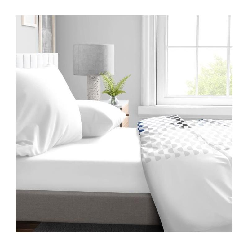 Drap housse en microfibre blanc - 140 x 190 cm - HOME LINGE PASSION