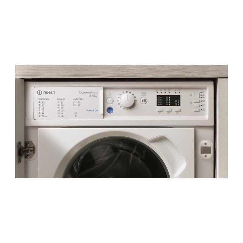 Lave-linge séchant encastrable Indesit - 8 à 6kg - Blanc
