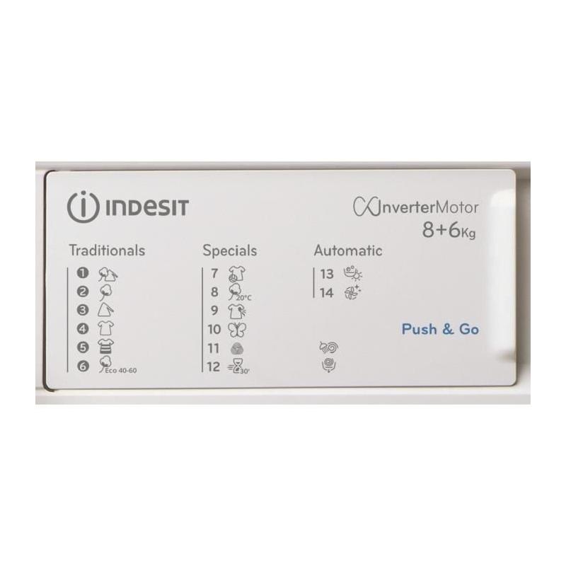 Lave-linge séchant encastrable Indesit - 8 à 6kg - Blanc