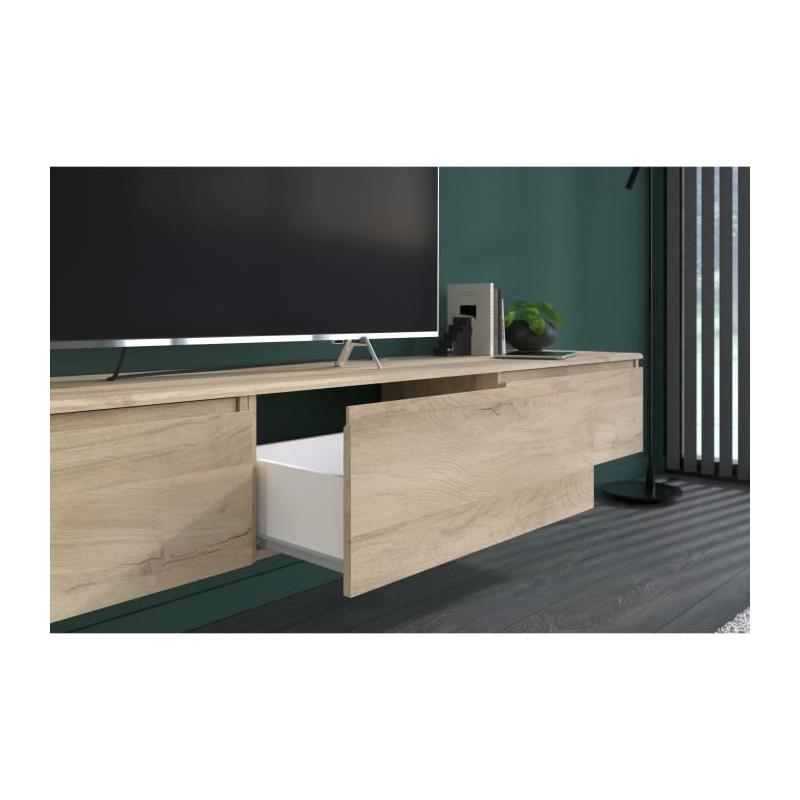Meuble TV suspendu ou posé LEVIATHAN Chene 138,5 x 40 x 29 cm