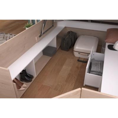 Lit coffre adulte design - 140x190/200 cm - Décor chene et Blanc