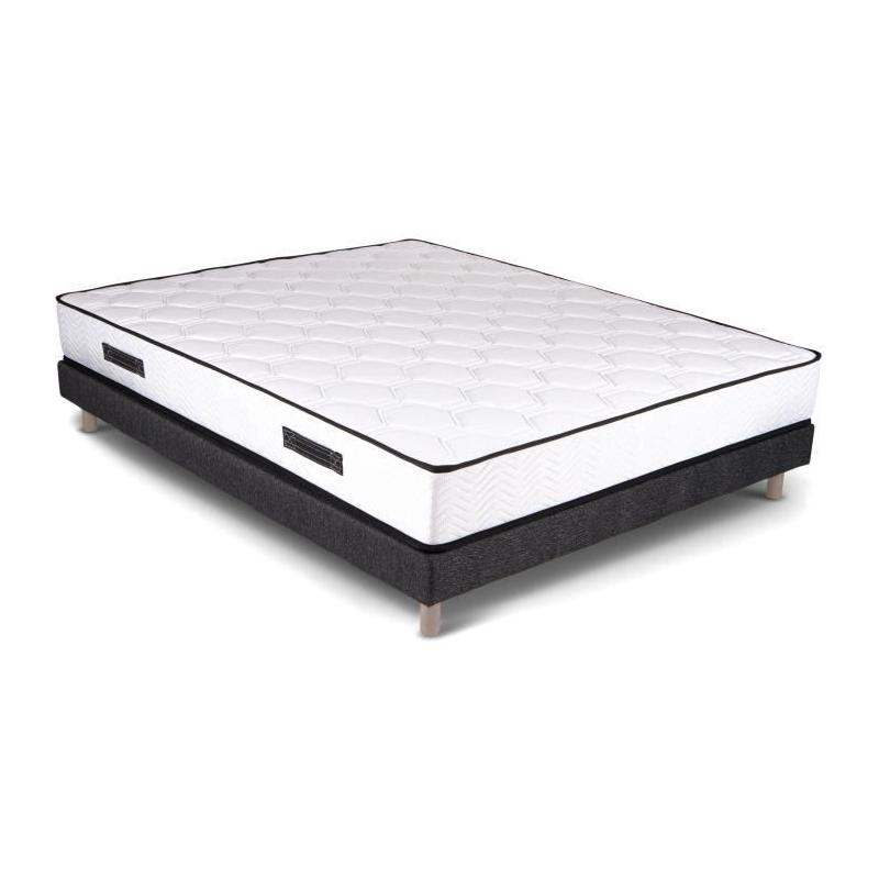 Ensemble sommier et matelas 160x200 cm - Ressorts ensachés et mémoire de forme