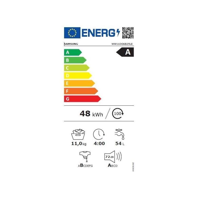 Lave-linge hublot SAMSUNG AI ecobubble™ WW11DG6B25LE - 11 kg - Classe A - Blanc