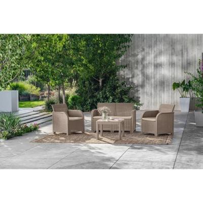Ensemble de jardin en résine tressée - Allibert by KETER - SanRemo - Cappuccino