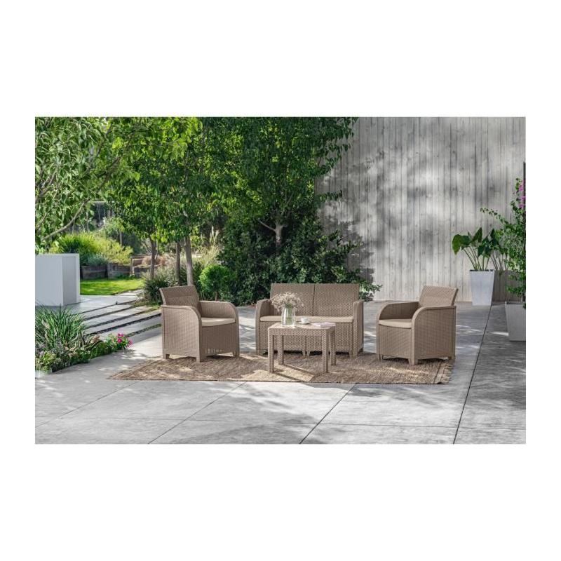 Ensemble de jardin en résine tressée - Allibert by KETER - SanRemo - Cappuccino
